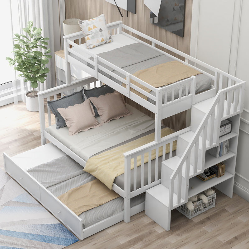 Three Posts™ Baby & Kids Alaina Twin Over Full Solid Wood Bunk Bed with